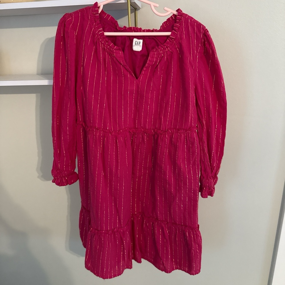 GAP Kids Fuchsia Dress with Gold Stripes